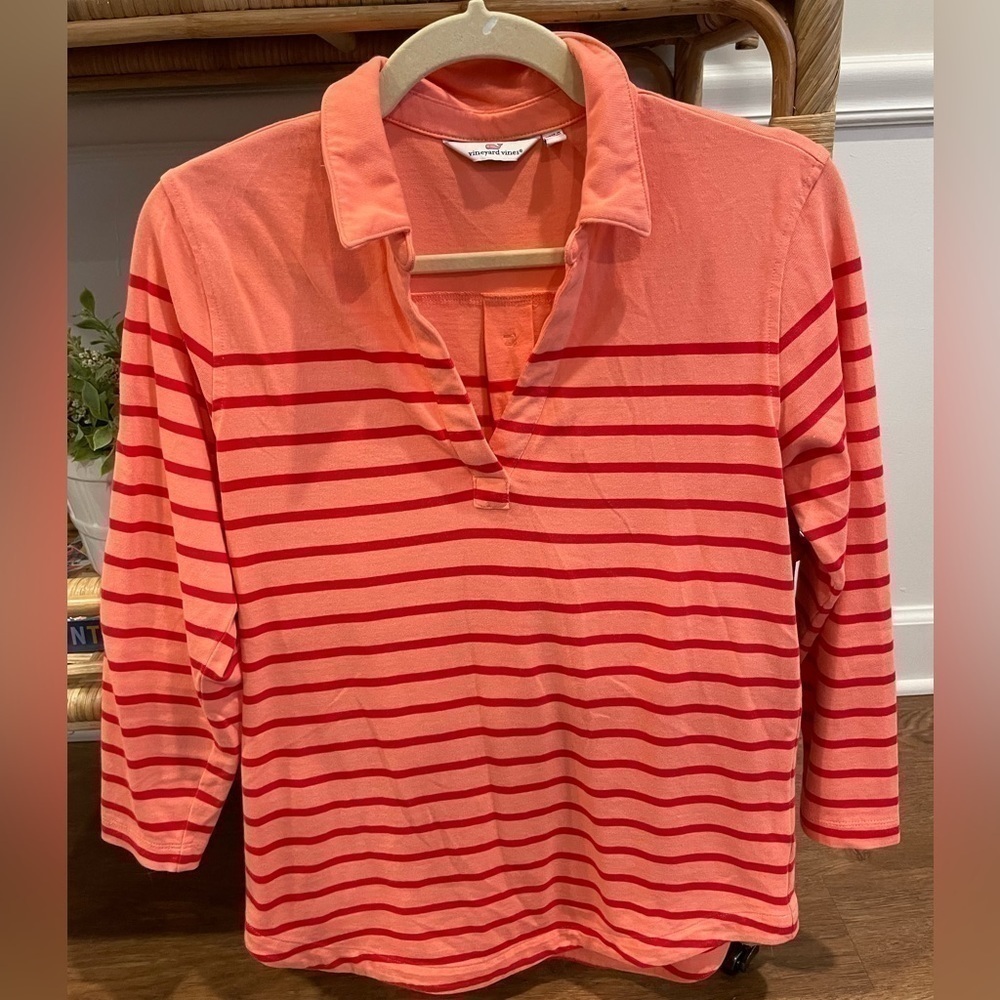 XS Vineyard Vines Striped Long Sleeve Polo